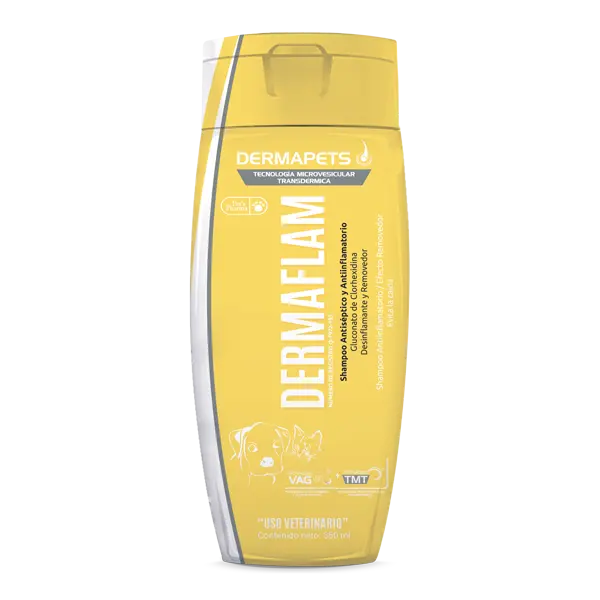 Dermaflam shampoo antiséptico y antiflamatorio para mascotas