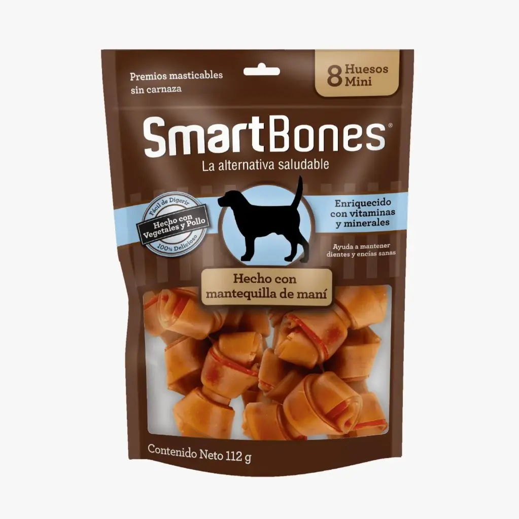 Smart Bones bolsa de 8 huesos mini (sabor a mantequilla de mani)