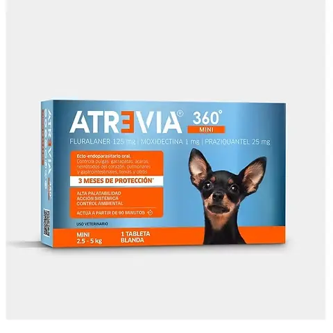 Atrevia 360 pastilla antipulgas 3 meses de protección para perros de 2.5-5kg