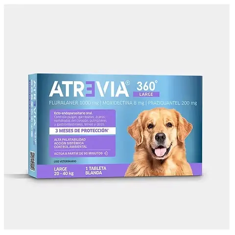Atrevia 360 pastilla antipulgas 3 meses de protección para perros de 20-40kg