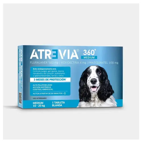 Atrevia 360 pastilla antipulgas 3 meses de protección para perros de 10-20kg