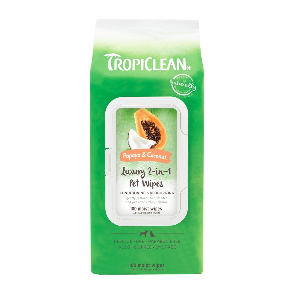 Tropiclean Toallas Húmedas 100pcs (Papaya y Coconut)