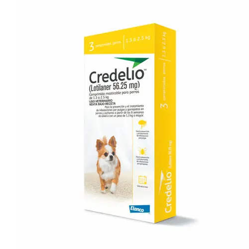 Credelio pastilla antipulgas para perros de 1.3-2.5kg (3 tabletas)
