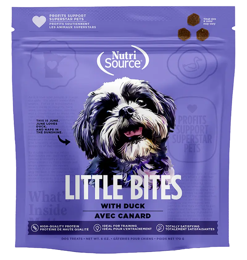 NutriSource little bites with duck treat - sabor pato para perros