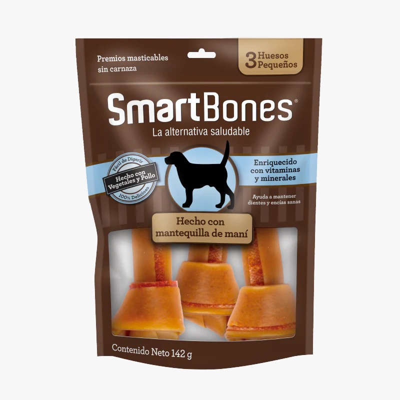 Smartbones bolsa de 3 huesos pequeños -Sabor mantequilla de mani