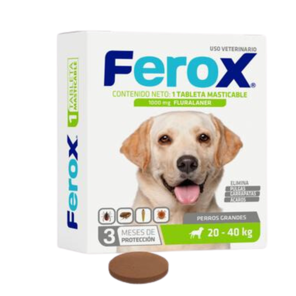 Ferox Pastilla Antipulgas (20-40kg) 3 Meses de Protección