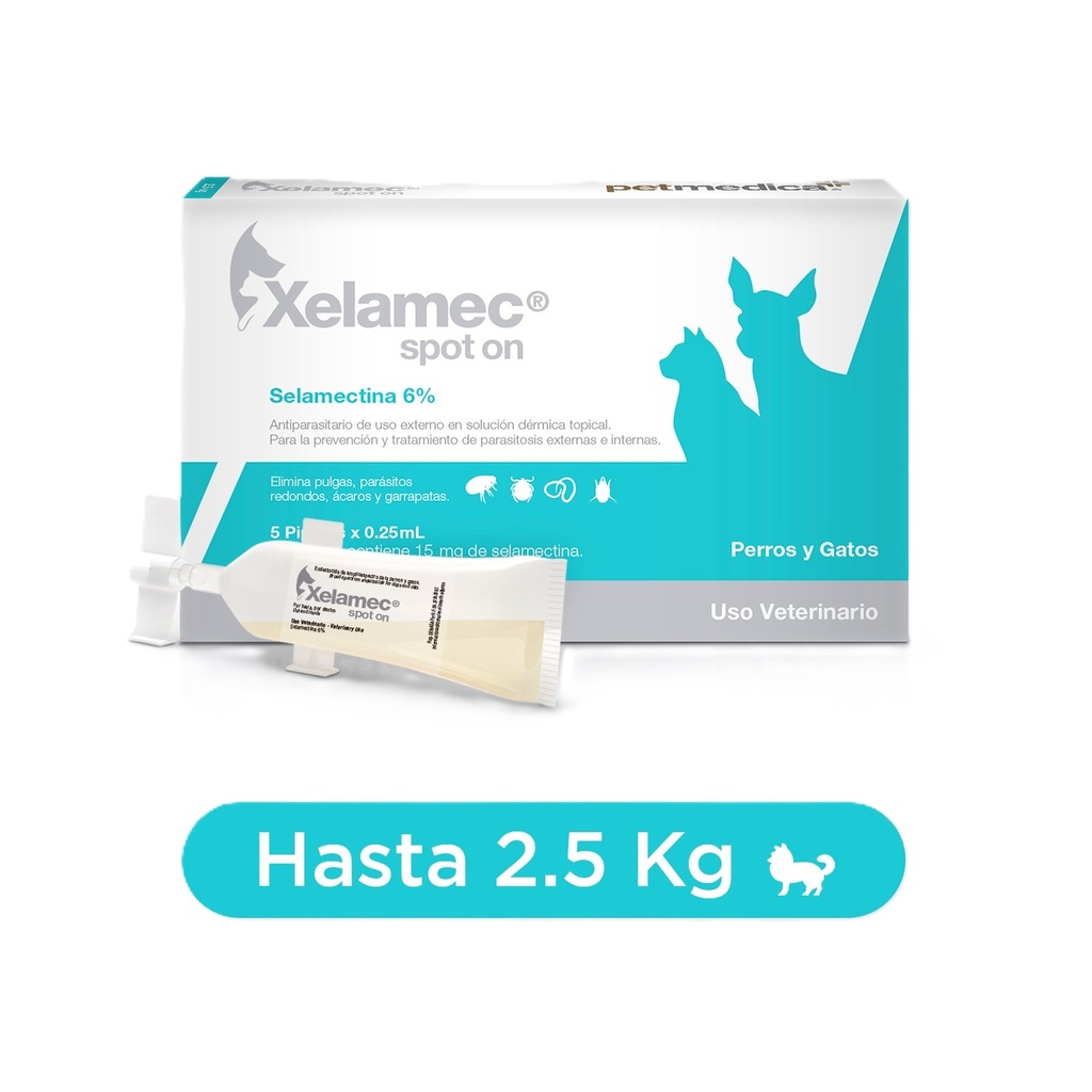 Xelamec pipeta antipulgas para perros y gatos de hasta 2.5kg