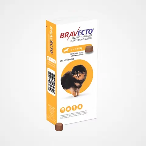 Bravecto pastilla antipulgas para perros de 2-4.5kg (3 meses de protección)