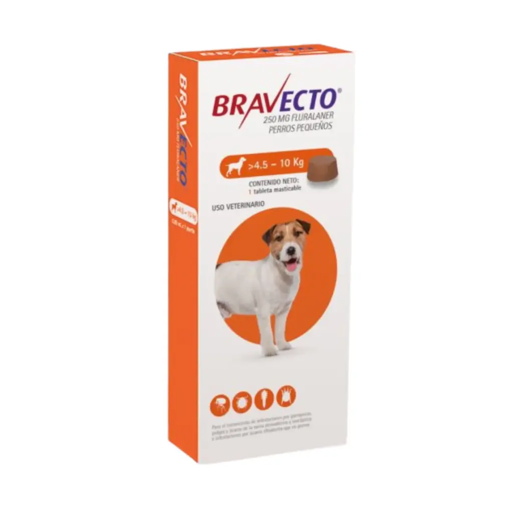 Bravecto pastilla antipulgas para perros de 4.5-10kg (3 meses de protección)