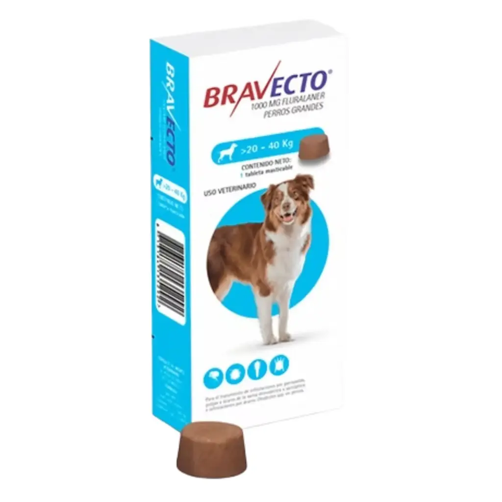 Bravecto pastilla antipulgas para perros de 20-40kg (3 meses de protección)