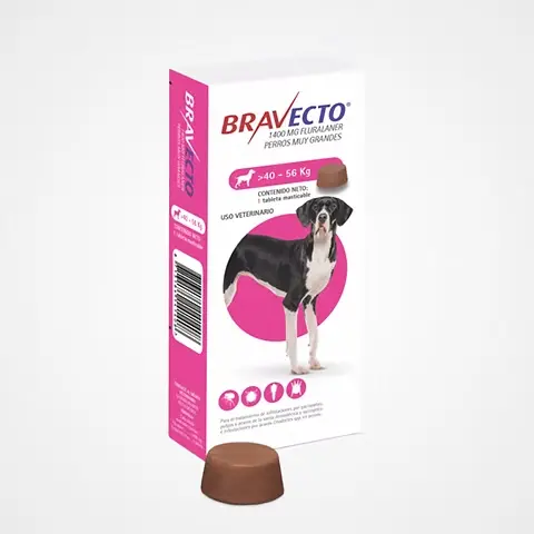 Bravecto pastilla antipulgas para perros de 40-56kg (3 meses de protección)