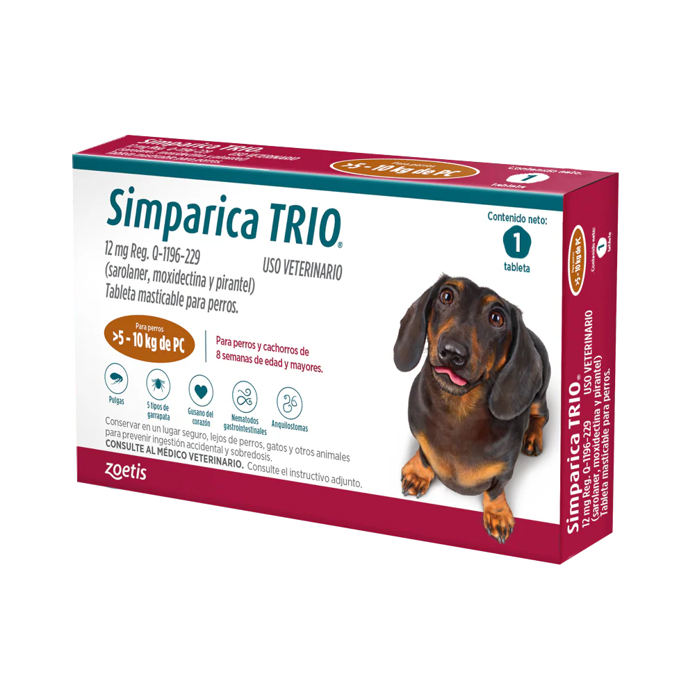 Simparica Trio pastilla antipulgas para perros de 5-10kg