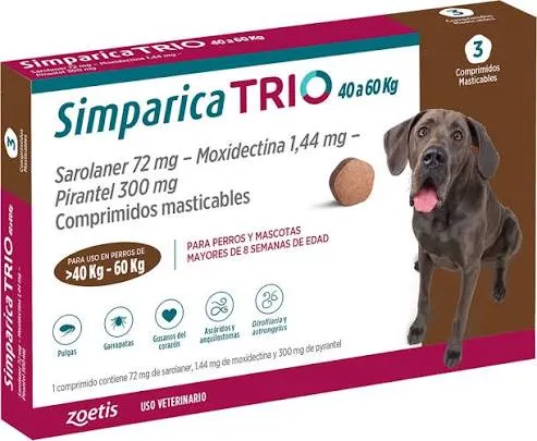 Simparica Trio Pastilla antipulgas para perro de (40-60kg)