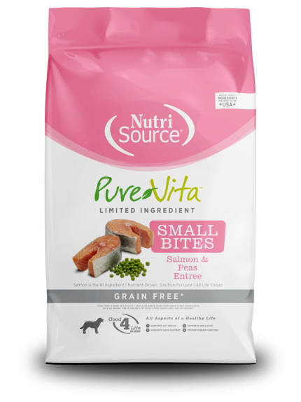 Nutrisource Pure Vita Small Bites Salmon&Peas 12LB