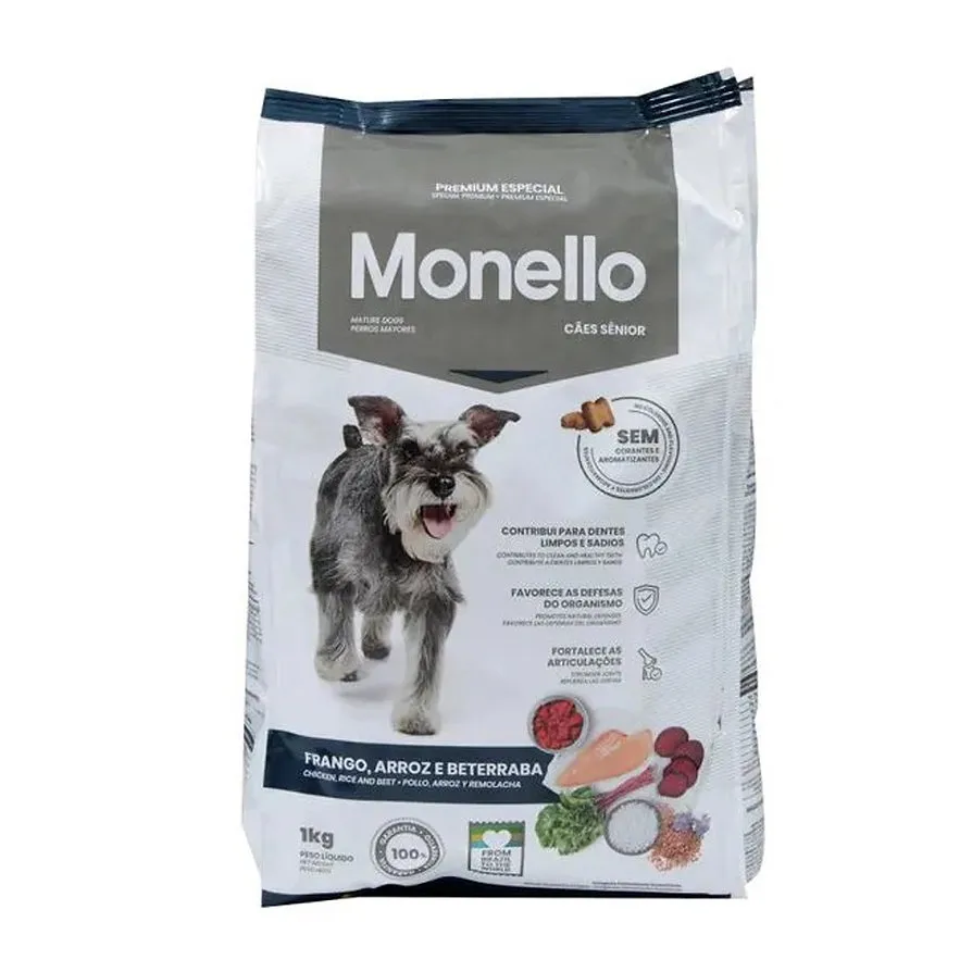 Monello Premium Senior Perro – Pollo, arroz y remolacha 1kg