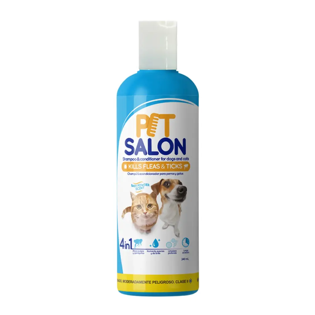 Pet Salon Shampoo y Acondicionador Antipulgas para Perros y Gatos 240ml
