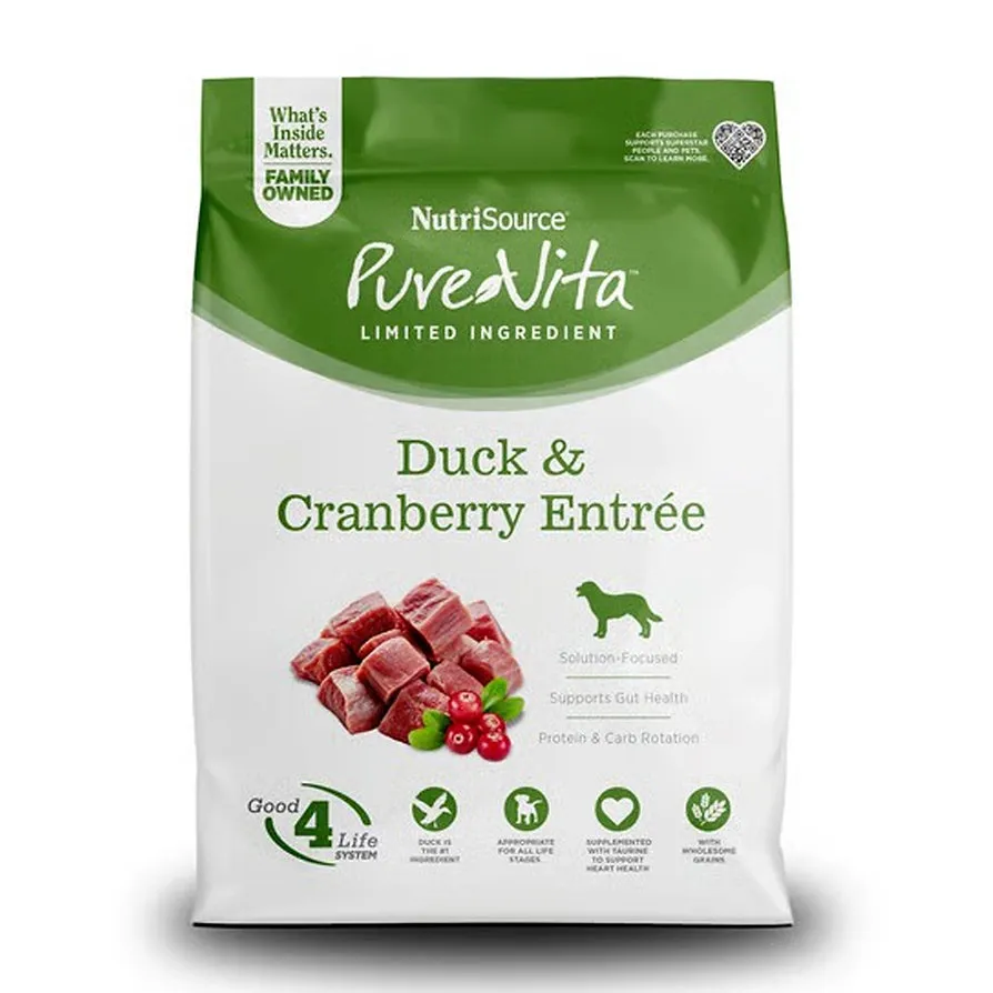 Nutrisource Pure Vita Duck & Cranberry Entrée - Pato y Arándanos para Perro