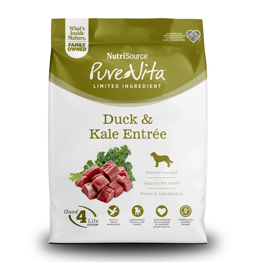 Nutrisource Pure Vita Duck & Kale Entrée Sin granos- Pato y Arándanos para Perro