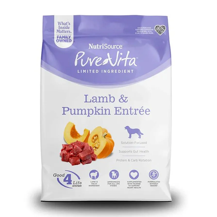 Nutrisource Pure Vita Lamb & Pumpkin Entrée - Cordero y calabaza para Perro