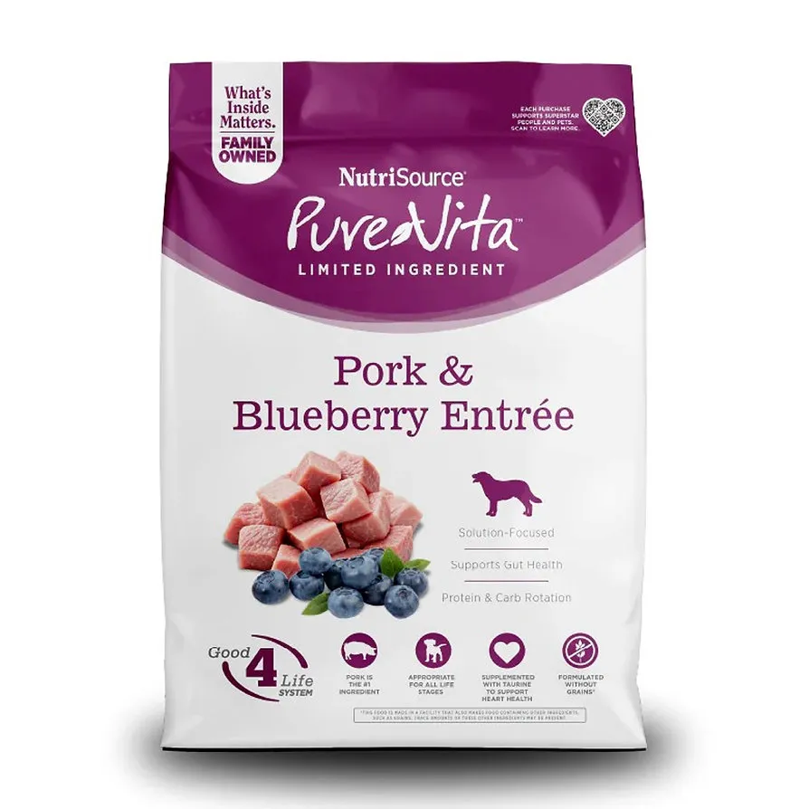 Nutrisource Pure Vita Pork & Blueberry Entrée - Cerdo y Arándanos para Perro