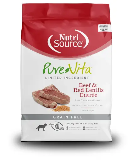 NutriSource Pure Vita Beef & Red Lentils Entrée- Carne y Lentejas rojas, Perro