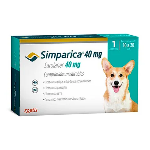 Simparica Pastilla antipulgas para perros de 10 a 20kg
