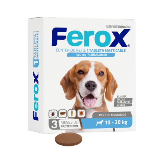 Ferox Pastilla Antipulgas (10-20kg) 3 Meses de Protección
