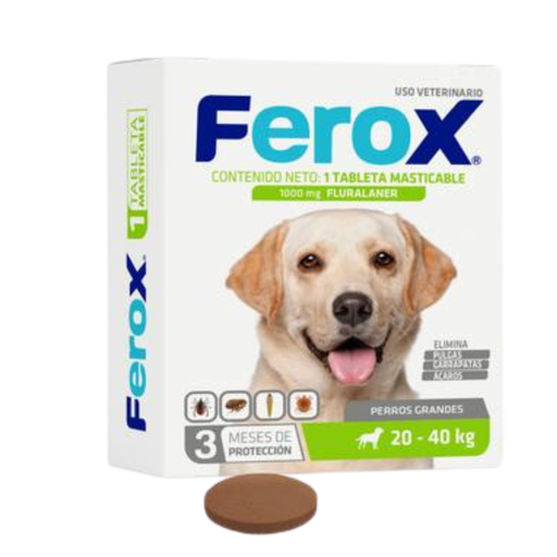 Ferox Pastilla Antipulgas (20-40kg) 3 Meses de Protección